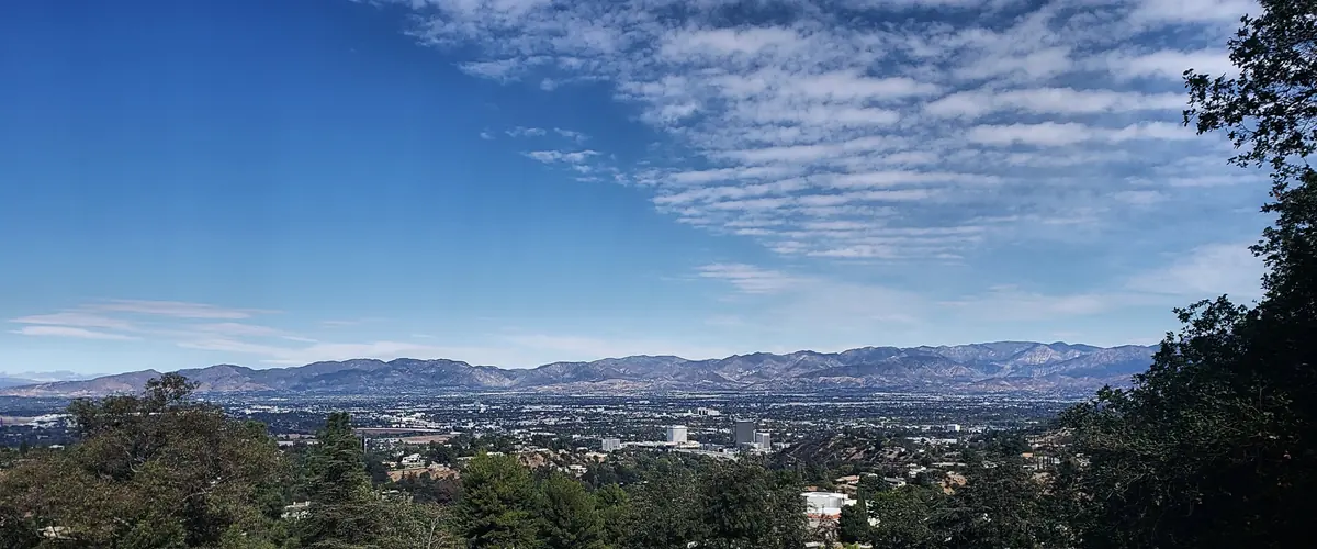 The San Fernando Valley in Los Angeles seen from Mulholland Drive